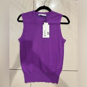 Zara purple sleeveless light sweater. Never worn